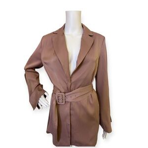 Elegant Blush Women's Belted Blazer